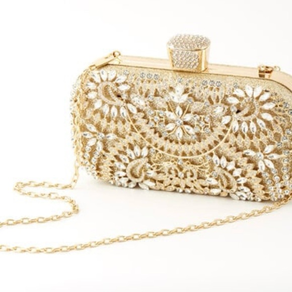 Medium Gold Jewel-Encrusted Clutch - Picture 4 of 4